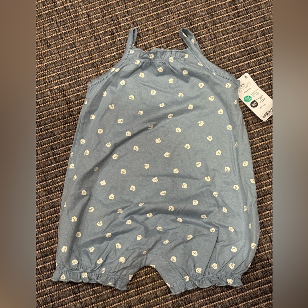 Carter's Blue Romper with White Floral Pattern